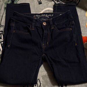 American Eagle Outfitters Women's Dark Blue Skinny cropped Jeans